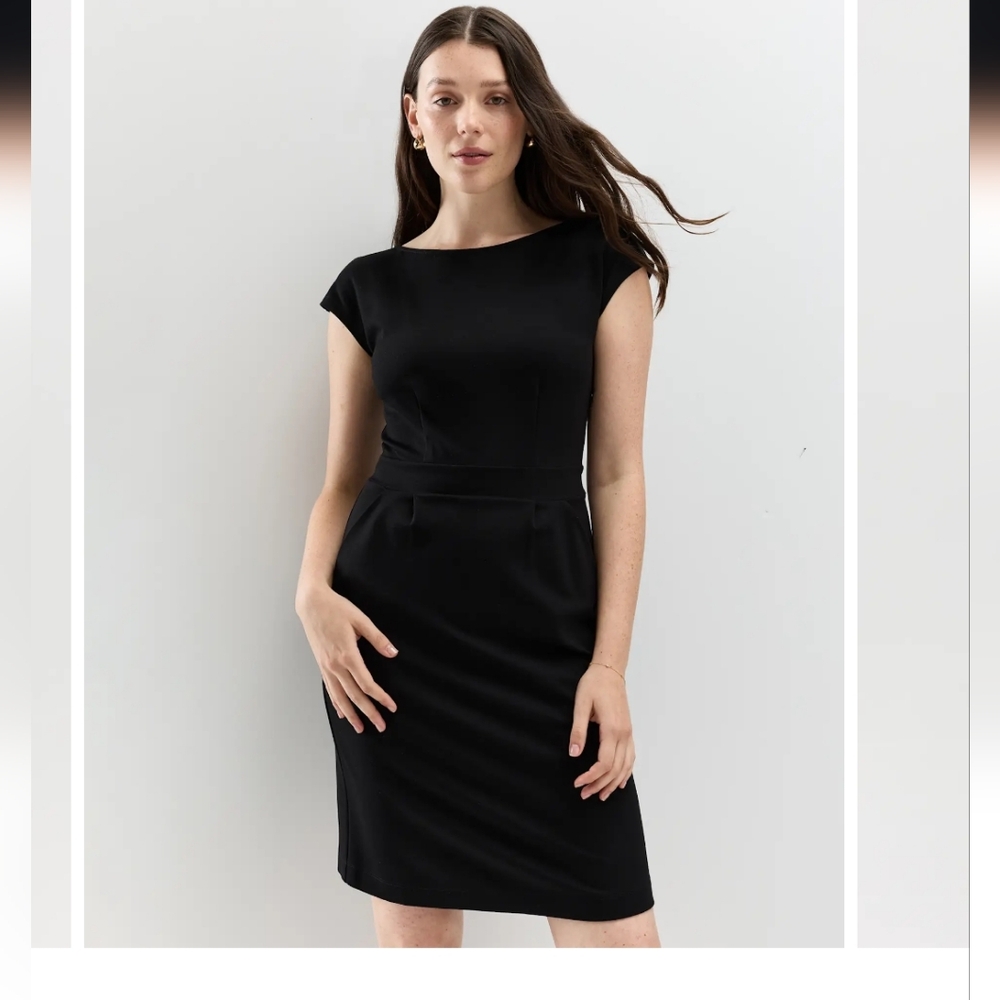 Quince Ultra-Stretch Ponte Cap Sleeve Dress